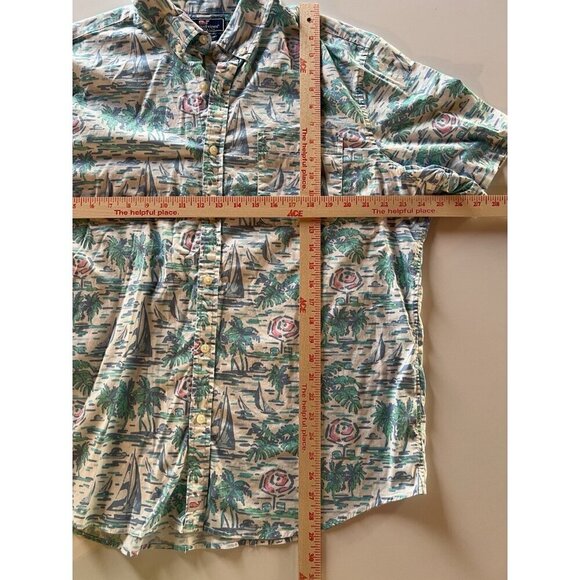 Vineyard Vines slim fit Murray SS tropical Ocean Terrace sailing shirt XL beach - Picture 7 of 10